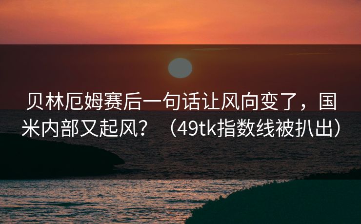贝林厄姆赛后一句话让风向变了，国米内部又起风？（49tk指数线被扒出）
