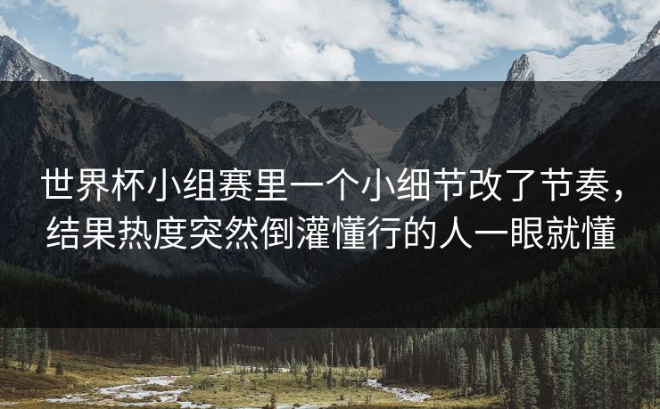 世界杯小组赛里一个小细节改了节奏，结果热度突然倒灌懂行的人一眼就懂  第1张