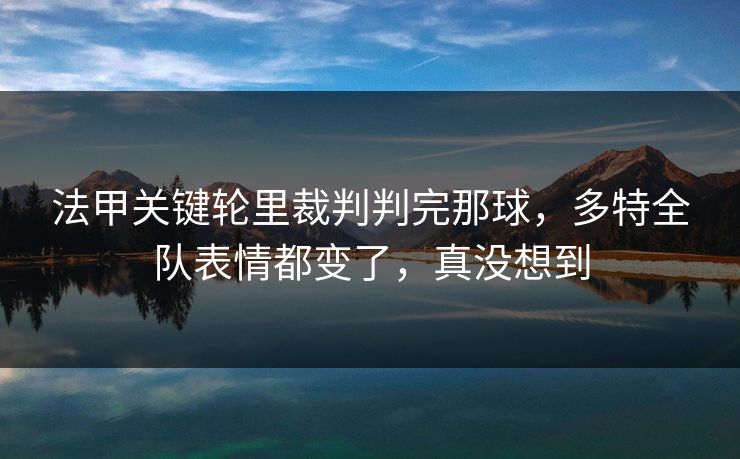 法甲关键轮里裁判判完那球，多特全队表情都变了，真没想到