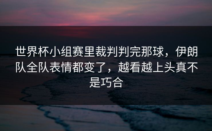 世界杯小组赛里裁判判完那球，伊朗队全队表情都变了，越看越上头真不是巧合