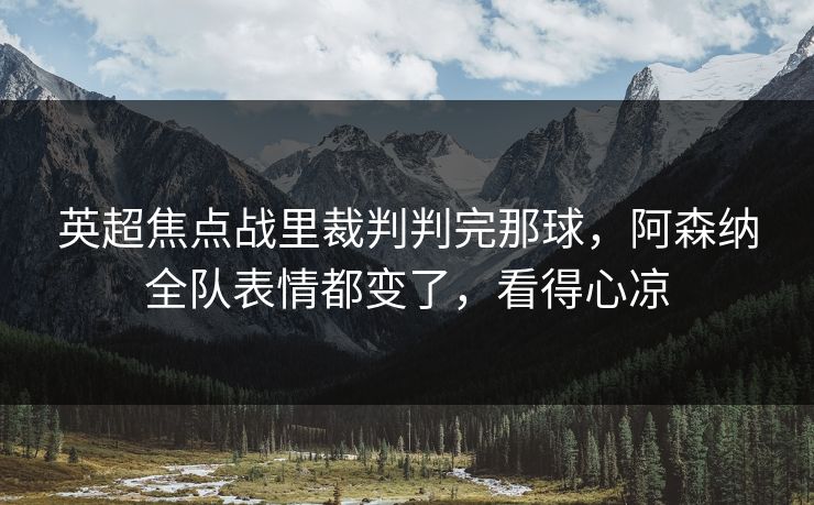 英超焦点战里裁判判完那球，阿森纳全队表情都变了，看得心凉